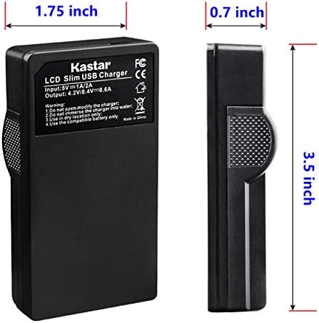 Kastar Battery & LCD מטען USB Slim עבור JVC BN-VF808, BN-VF808U, BNVF808 ו- JVC EVERIO GZ-MG130 148 150 155