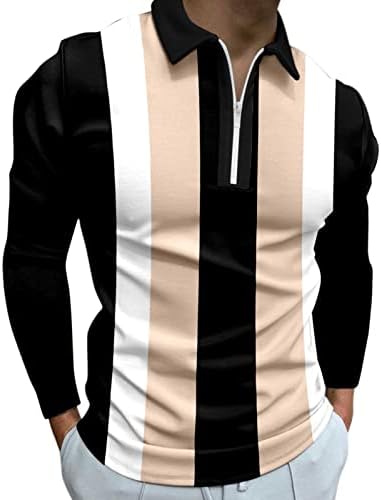 Beuu 2022 חולצות פולו חדשות לגברים, שרוול ארוך טלאים טלאים טלאים גולף חולצת מעצבי שרירים מזדמנים