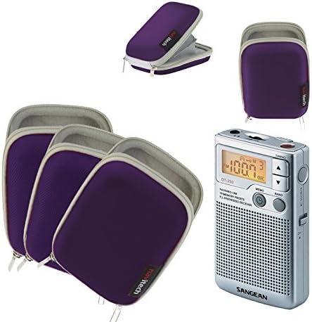 Navitech נייד סגול עמיד בפני מים קשיחים MP3 / Mini DAB FM נגן דיגיטלי נגן רדיו רדיו / כיסוי תואם ל- Sangean DT-250