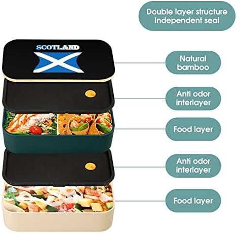 דגל סקוטלנד שכבה כפולה קופסת ארוחת צהריים בנטו עם מכשיר ארוחת צהריים לערימה כוללת 2 מכולות