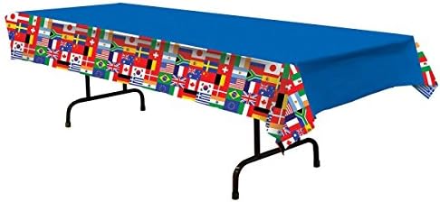 דגלים בינלאומיים קישוטים למסיבה-דגלים בינלאומיים כיסוי שולחן, 23 רגל דגל דגל באנר, דגלים קיסם, ומדינות העולם שאלות