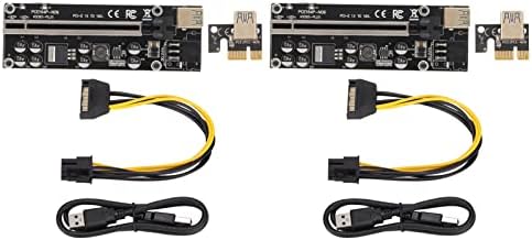 2 PCS PCI E 1X עד 16X כרטיס RISER, 6PIN SATA CABLE CABLE GPU כרטיס גרפיקה כרטיס גרפיקה כבלים כבלים מופעל על כרטיס