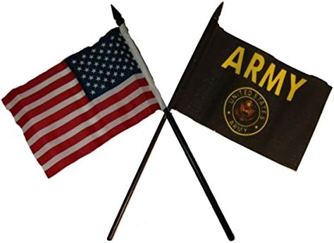 ארהב אמריקאית w/ צבא ארהב קרסט חותם דגל שחור 4 x6 שולחן כתיבת זהב