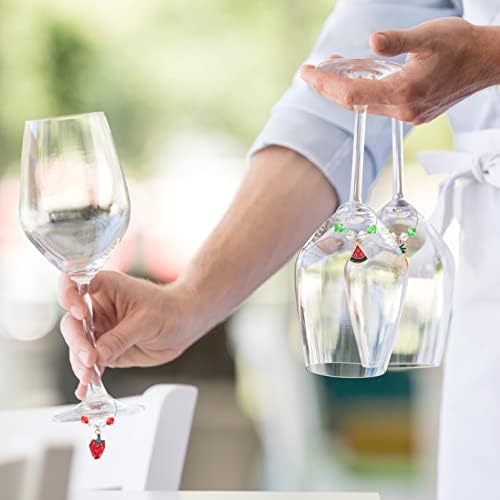 חתונה שולחן דקור 6 יחידות חמוד יין זכוכית קסמי טבעות פירות צורת לשתות זכוכית גביע קסמי סמני עבור מסיבת יום הולדת