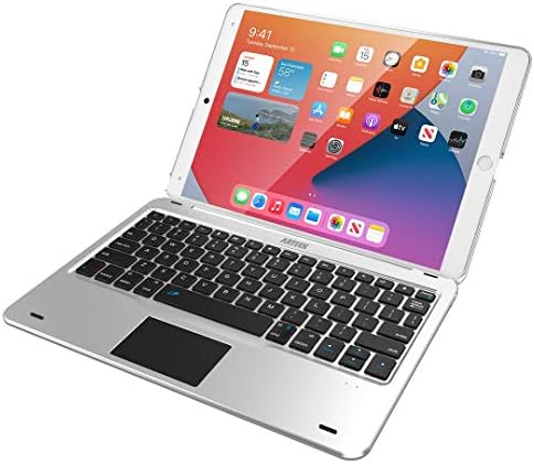 Arteck iPad 9th Gen 10.2 אינץ '2021 מארז מקלדת עם כרית מסלול, מקלדת Bluetooth עם מארז הגנה מלאה של Folio וכרית מגע עבור