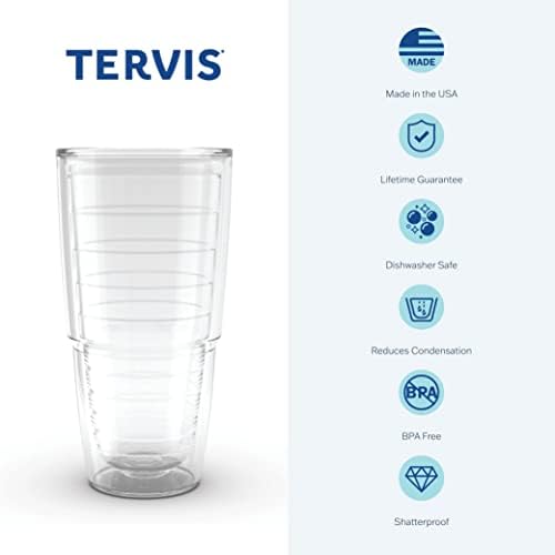TERVIS תוצרת ארהב כפול כוס מבודד כוס מבודד כפול שומר על משקאות קרים וחמים, 24oz, בלוק דשא