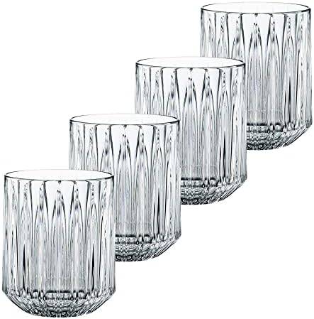 נאצ'טמן ז'ולס אוסף זכוכית כוסית כוסית של 4, 10 אונקיות, צלולה, עשויה זכוכית קריסטל, שימוש למים, מים נוצצים,