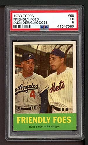 1963 Topps 68 אויבים ידידותיים Duke Snider/Gil Hodges Mets/Dodgers PSA PSA 5.00 Mets/Dodgers