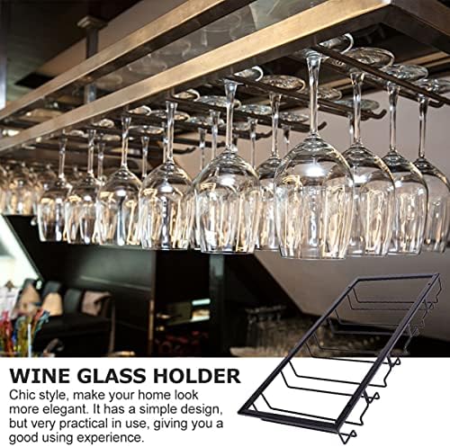 מדף Luxshiny סוגר זכוכית מחזיק זכוכית יין מתלה זכוכית תחת ארון מדף כלי גזע מתכת 5- חריץ מארגן זכוכית יין שטח מתלה בר למטבח מטבח