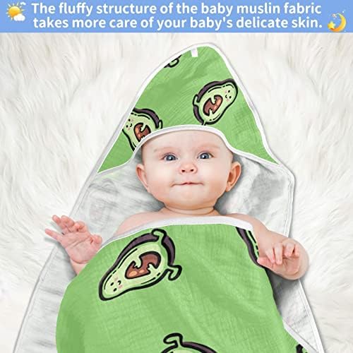 Vvfelixl מגבת עם ברדס תינוקת אבוקדו חמוד חצי ירוק אוכל צמחוני בריא סופג מגבות לתינוקות כותנה מגבת רחצה רכה