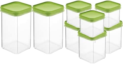 קוסמופלסט כל תכליתי כיכר אוסף מזון אחסון מכולות עם מכסים, סט של 3 קטן, 3 בינוני, ו 2 גדול, ירוק