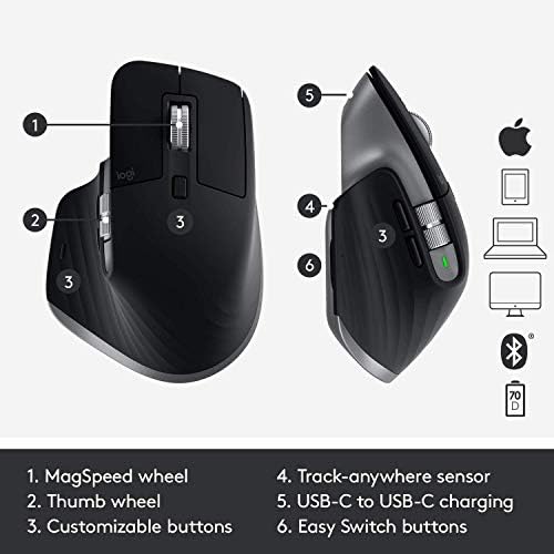 Logitech MX Master 3 עכבר Bluetooth מתקדם עבור Mac