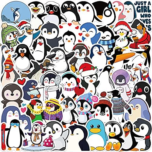 מדבקות פינגווין חמודות, 50 יחידות ויניל אטום למים פינגווין מדבקות פנים למחשב נייד, פגוש, סקייטבורד, בקבוקי