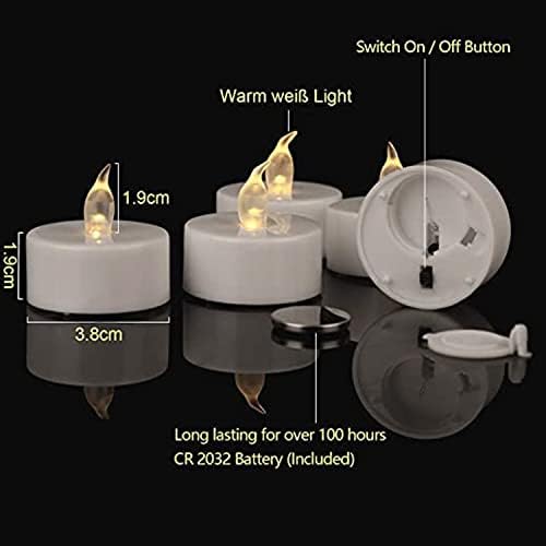 פילובוקס סוללה המופעלת על אורות תה נטולי פלימה: 24 פאק LED נרות חשמליים מנורה ריאליסטית ובהירה מתנה לחג מהבהב נמשך זמן רב