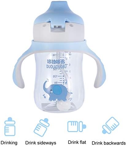 תינוק אימון כוס עיסוק תינוק כחול אספקת כוס שתיית פעוטות קש מקסים מזון לאימון האכלה נייד פה תינוק בטיחות עיצוב זכוכית