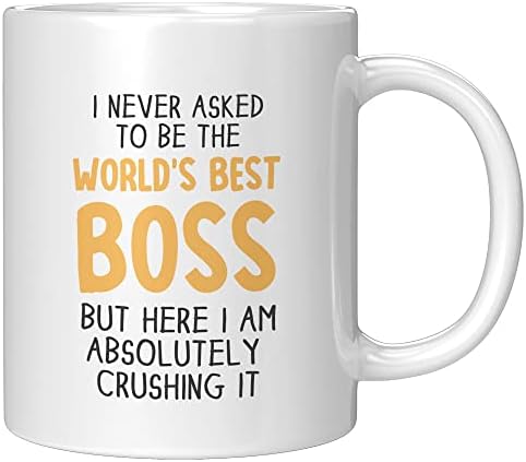 מעולם לא ביקשתי להיות הבוס הטוב בעולם ספל קפה 11 עוז עמית לעבודה מתנה למנהל מעסיק מעובד לבן