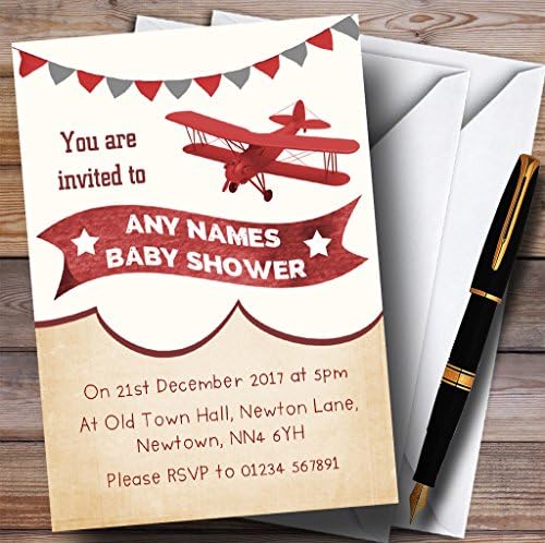 הזמנות לענן מטוס וינטג 'הזמנות למקלחת לתינוקות