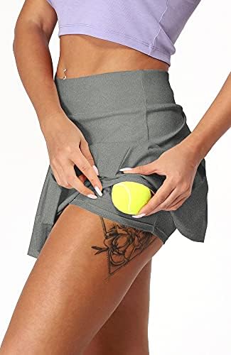 חצאיות טניס קפלות על ידי Icyzone לנשים עם מכנסי כיסים, אימון ספורטיבי גולף סקורטס