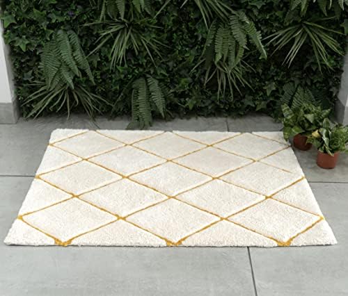 שיקארה שטיח אמבטיה אורגני, דפוס יהלום ללא החלקה מחצלות מקלחת סופגות רכות