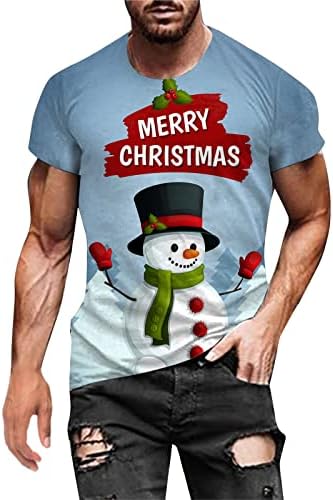 חולצות טריקו של ZDFER Mens חג המולד סנטה קלאוס חייל הדפסה צמרות שרוול קצר מצחיק חג המולד גרפיקה גרפית דקה כושר שרירים