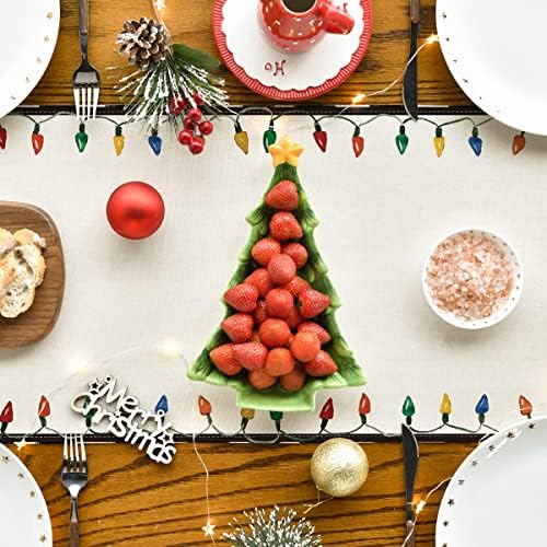 מצב ארטואיד גמדים מתנה רץ לשולחן חג המולד שמח ובהיר, קישוט שולחן אוכל למטבח חג המולד בחורף עונתי לקישוט מסיבת בית חיצונית
