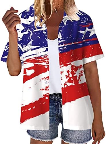 נשים צמרות כותנה נשים קיץ חולצות הוואי רכות הדפס פרחוני רך כפתור שרוול קצר למעלה חולצת טי 3 4