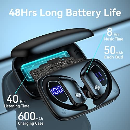 FK מסחר באוזניות אלחוטיות עבור Nokia G20 אוזניות Bluetooth 48 שעות משחקות אוזניות ספורט אחוריות עם תצוגת LED תצוגת אוזניים