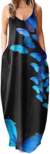 שמלות מקסי של זפרבובה מזדמנת לנשים שמלות קיץ עם כיסים צבע בלוק נגד צוואר ספגטי רצועות שמלות ארוכות שמלות.