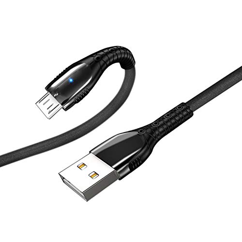 2 חבילות חוט מטען סיליקון רך USB-Micro עם אור LED עבור Tab E Galaxy Samsung, 3, 4; TAB A 10.1 , A 9.7/A 8.0