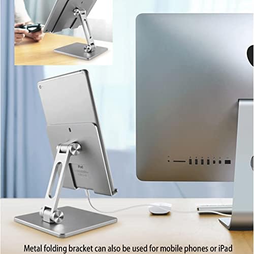 טבלאות Juxlamp מעמד מתכוונן מחזיק שולחן עבודה שולחן עבודה מתקפל עגינה כבדה בתאורה מתכתית תואמת ל- iPad Pro 12.9, 9.7,