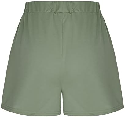 Oplxuo נשים מכנסיים קצרים מזדמנים משיכת מותניים אלסטיים משיכה מכנסיים קצרים בצבע אחיד קיץ מכנסיים קצרים אימון