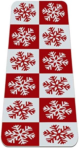 אוניסי אדום חג המולד פתית שלג דפוס עבה החלקה תרגיל & מגבר; כושר 1/4 יוגה מחצלת עבור יוגה פילאטיס & רצפה כושר תרגיל