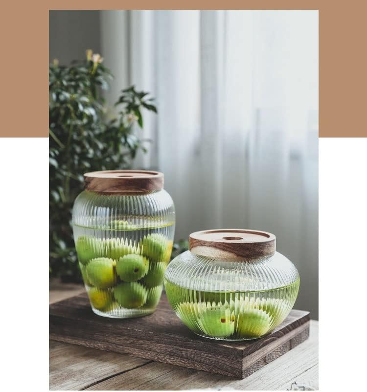 אירופאי זכוכית אחסון צנצנת עם מכסה פשטות פס קפה שולחן קופסא תה חותם מטבח עיצוב הבית