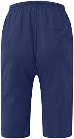 מכנסיים קצרים לגברים של YMOSRH בצבע מוצק מזדמן כותנה פשתן קל משקל קל מכנסיים קצרים נוחים מכנסיים קצוצים
