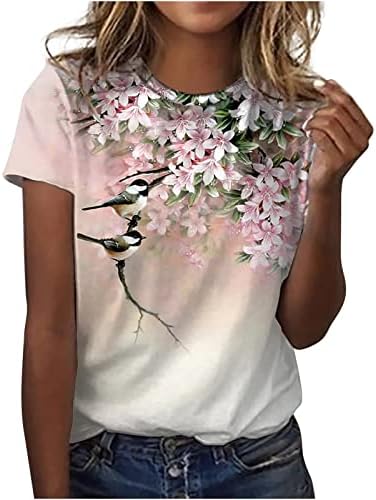 נשות קיץ חולצות חולצות חולצות מזדמן כושר רופף כושר פרחים חמודים טוניקה טוניקה טוניק חולצות שרוול קצר