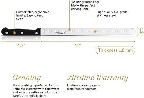 סכין גילוף של שף הומבי עם קצה גרנטון למטבחים ביתיים גילוף סכין 12 אינץ 'שחור
