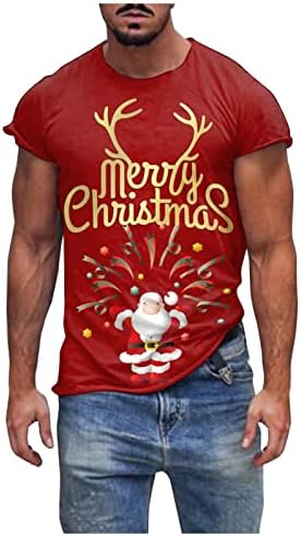 XZHDD חייל לחג המולד חולצות שרוול קצר לגברים, חג המולד סנטה קלאוס הדפס צמרת צמרת טופית מפלגה ביתית טשטוש מזדמן
