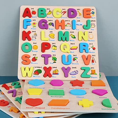 צעצועי עץ של טוינדונה 4 מערכים תואמים בלוקים תואמים בלוק מעץ אלפבית חינוך צורת אלפבית יד ומכתבים התאמה מכתב עץ קוגניטיבי מכתב