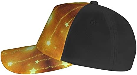 צהוב וחום חג המולד כוכבים מודפס בייסבול כובע, מתכוונן אבא כובע, מתאים לכל מזג האוויר ריצה ופעילויות חוצות