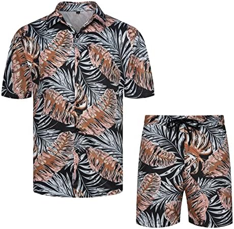 גברים של פרח חולצות הוואי סט מזדמן כפתור למטה קצר שרוול אלוהה חולצות ומכנסיים קצרים תלבושת