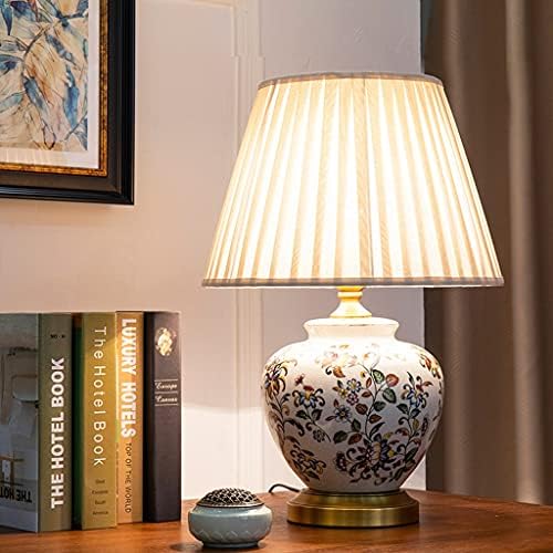 LXXSH בסגנון סיני מנורה קרמיקה קרמיקה מנורה רטרו אמריקאית לקישוט סלון לימוד חדר שינה מנורת מיטה