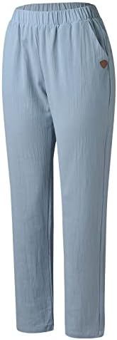 מכנסי מטען לאתקיה פשתן נשים ברגל רחבה מותניים גבוהים קפרי כותנה מכנסיים מכנסיים מכנסיים עם כיסים מכנסיים