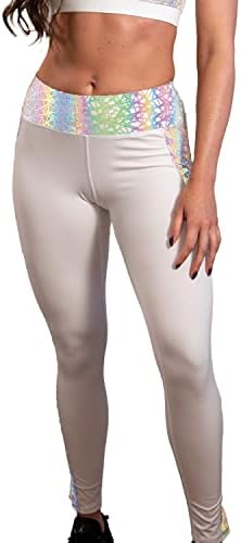 חותלות רפלקטיביות הולוגרפיות של הולוגר - מכנסי יוגה עם כיסים, חותלות ריצות אימון לנשים