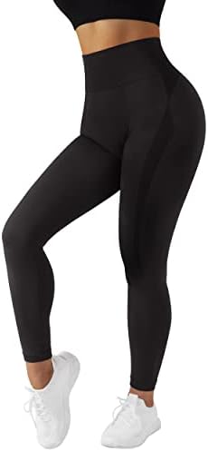 RXRXCOCO נשים חלקות ברמת חותלות ישר בקרת בטן מותניים גבוהות מכנסי יוגה מכנסי אימון אימון