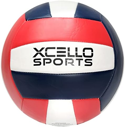 XCELLO כדורעף ספורט מגוון גרפיקה עם משאבה חיל הים/כסף, נייבי/אדום