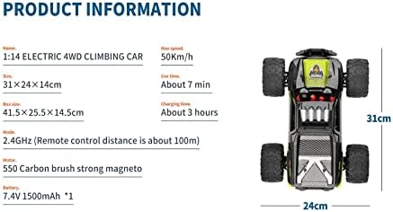 STSEEACE 1/14 מכונית RC בקנה מידה, משאיות RC עם פנס LED, 50 קמש, כל השטח במהירות גבוהה משאית מפלצת חוץ, מתנות