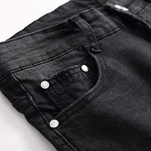 מכנסי ג'ינס רזים של Fsahjkeemen, מכנסי עיפרון רזים ומתיחים מכנסיים עפרים יורדים בתוספת גודל דק מתאים לג'ין כפתור ג'ינס