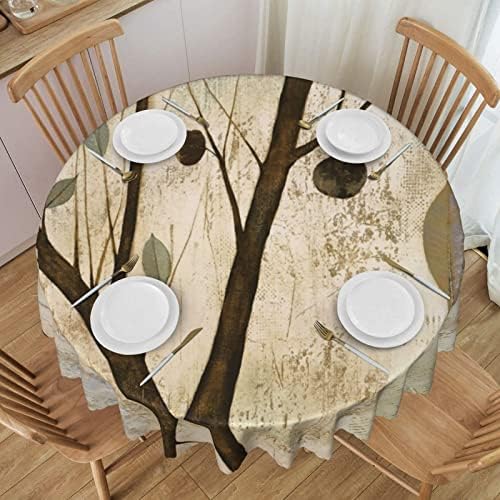 עץ עלים מודפס עגול מפת שולחן 60 אינץ עמיד למים מפת שולחן, מטבח אוכל שולחן קישוט, בד שולחן כיסוי לשימוש חיצוני