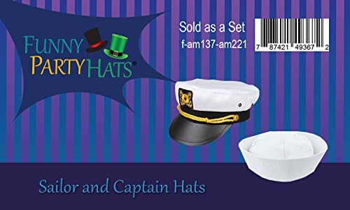 מצחיק מסיבת כובעי למבוגרים קפטן של יאכטה כובע ולבן כותנה סיילור כובע-ימי מסיבת כובעי-סיילור להתלבש כובעים