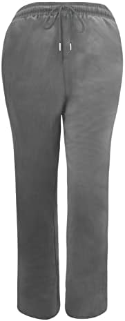 מכנסי פשתן XDegoge לנשים מכנסיים של Palazzo ברגליים רחבות שרוך פלוס גודל מותן גבוה מזדמן מכנסי חוף זורמים רופפים